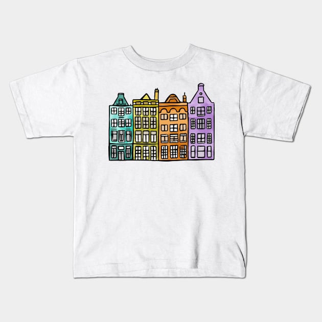 Amsterdam Row House Kids T-Shirt by aterkaderk